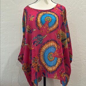 Sheer Vibrant Pink and Blue Women's Top